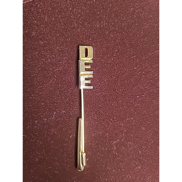 Vintage Letters  DEE Initial Stick Pin Estate Jewelry Pre-Owned Gold Plated - Picture 1 of 6